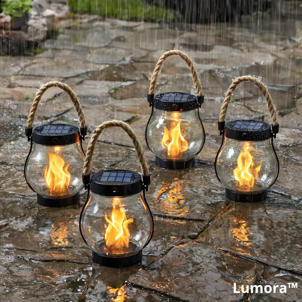 Lumora™ - Zonne-lantaarn met Realistisch Vlam Effect
