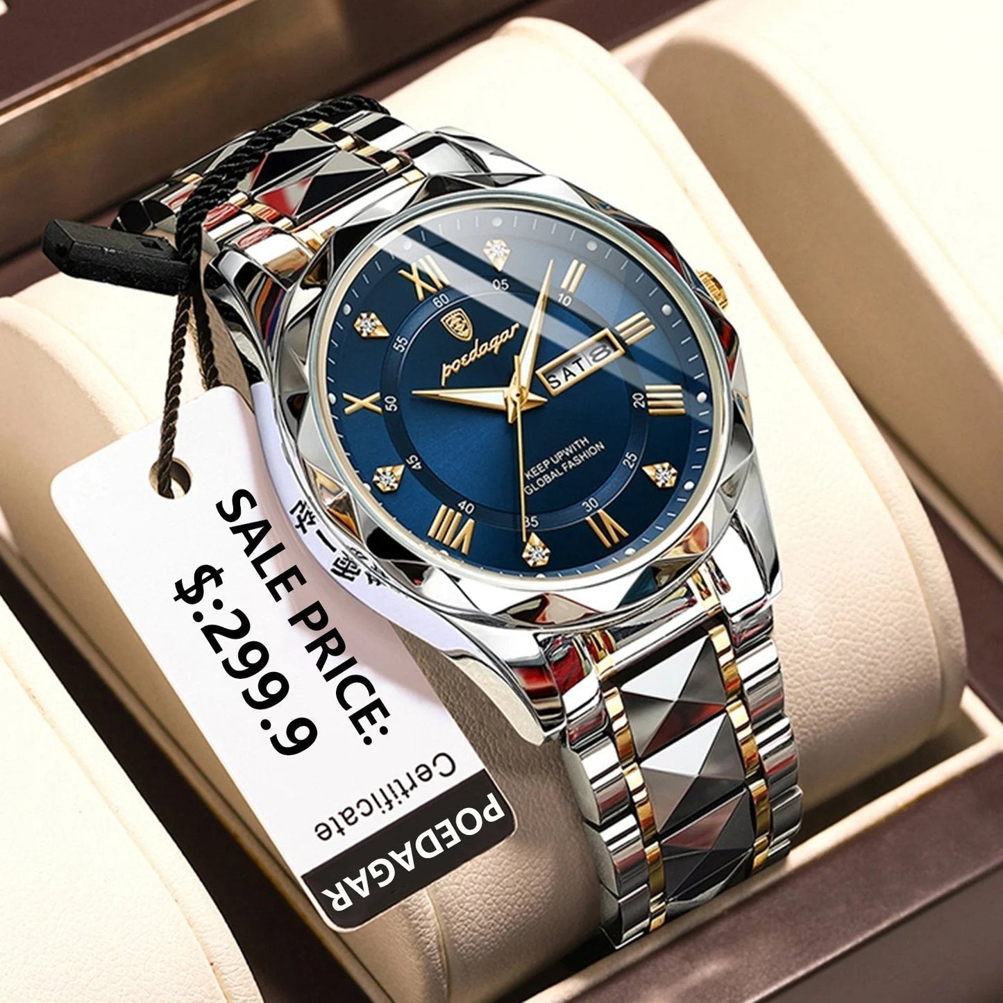 Luxe Waterdichte Herenhorloge van Premium Merk met Luminous Functie