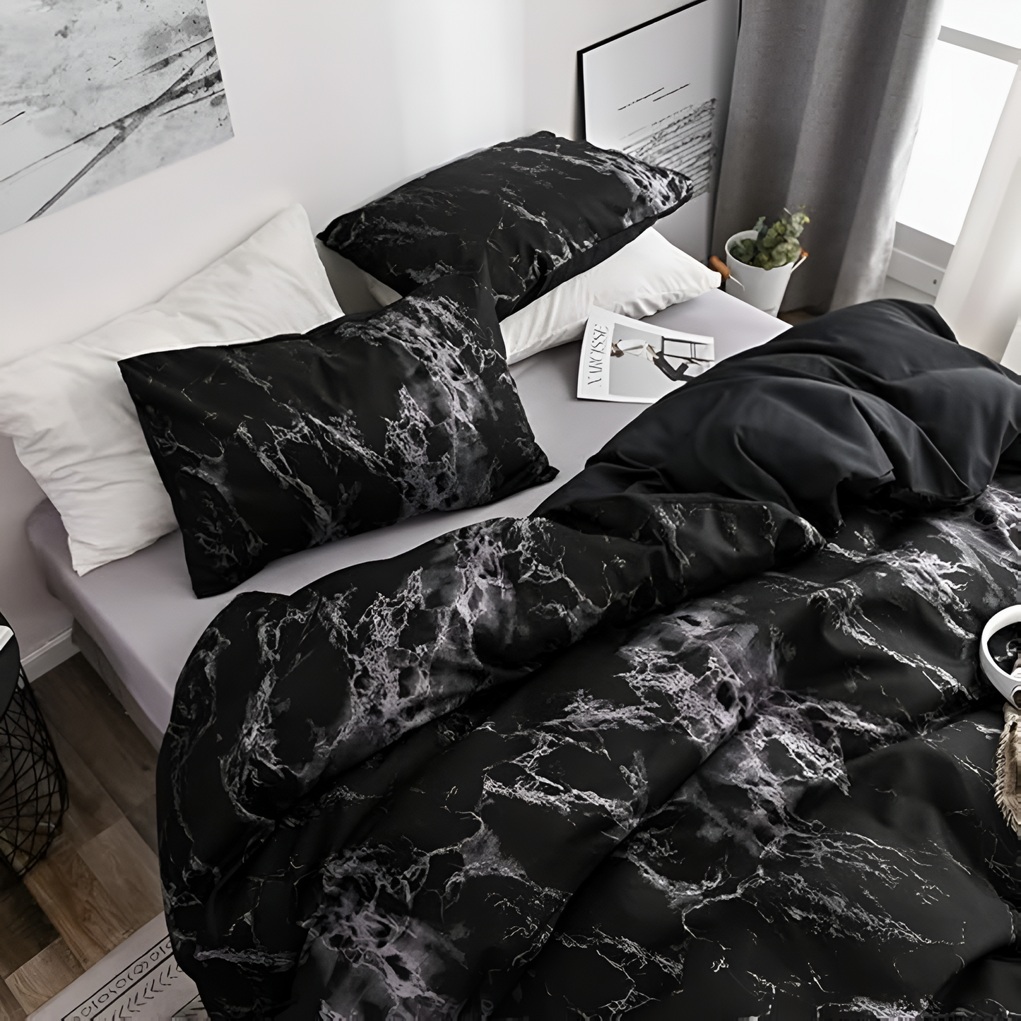 Luxe Zwart Marmer | 3-delige Dekbedovertrek Sets