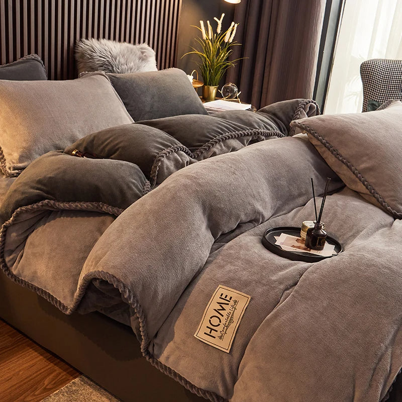 Luxueuze Velours Fleece Dekbedovertrek Set - PlushHaven