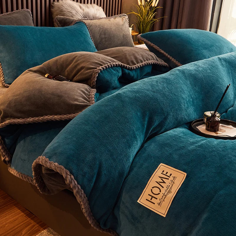 Luxueuze Velours Fleece Dekbedovertrek Set - PlushHaven