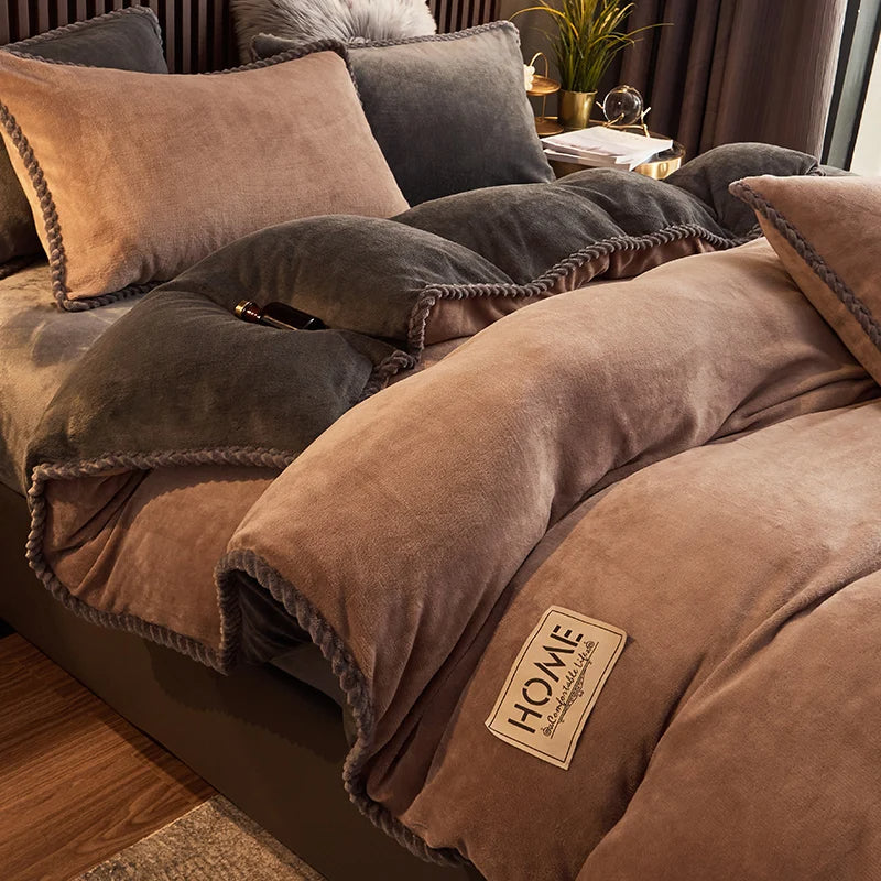 Luxueuze Velours Fleece Dekbedovertrek Set - PlushHaven