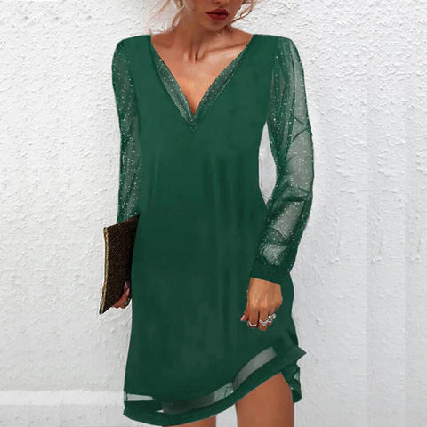 Matilde - Elegante Midi-jurk met V-hals en Kantdetails