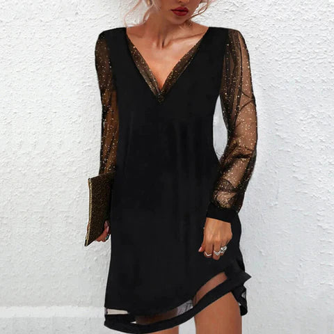 Matilde - Elegante Midi-jurk met V-hals en Kantdetails