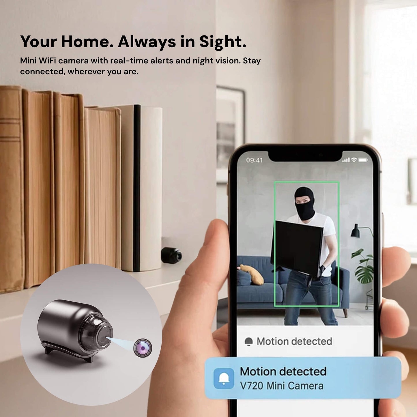 Mini Draadloze Verborgen Camera met Audio voor Thuisbewaking