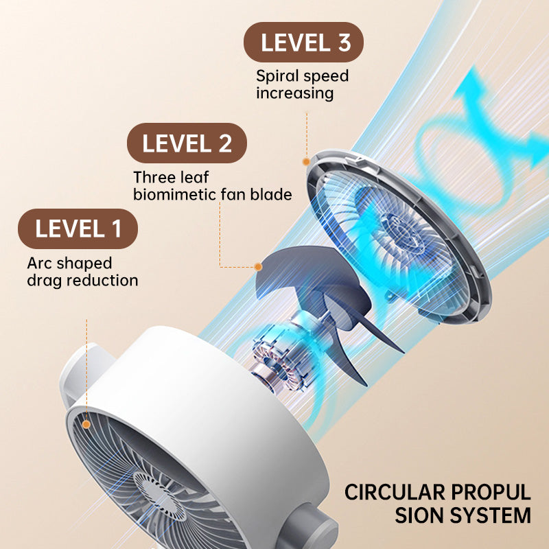 Motor Staande Ventilator, 20 dB Zeer Stille Ventilator, 30 m Gooi Afstand, 2465 m³/h Luchtvolume, Ventilator met Afstandsbediening & Koeling | Emeja