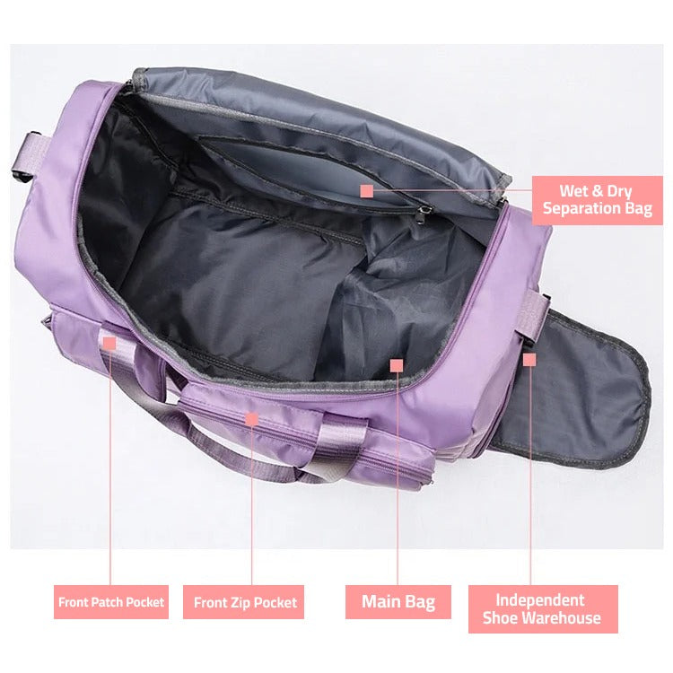 Multi-Pocket Reistas, Sport- en Gymtas met Gescheiden Schoencompartiment