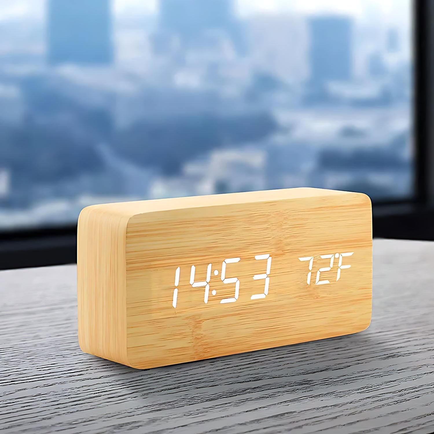 Natuurlijke Houten LED Alarmklok