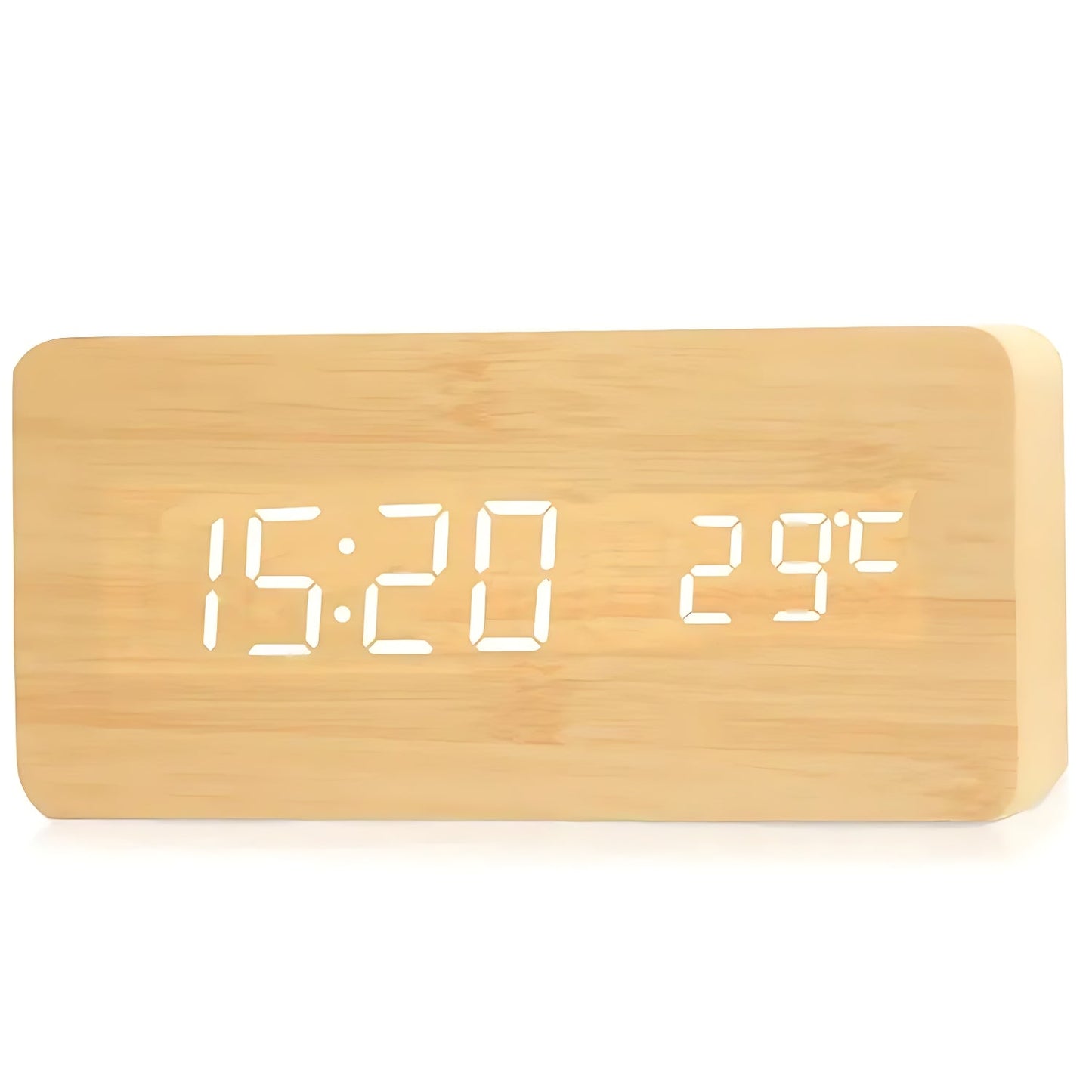 Natuurlijke Houten LED Alarmklok