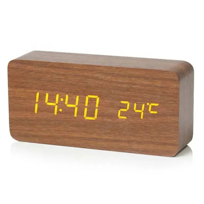 Natuurlijke Houten LED Alarmklok