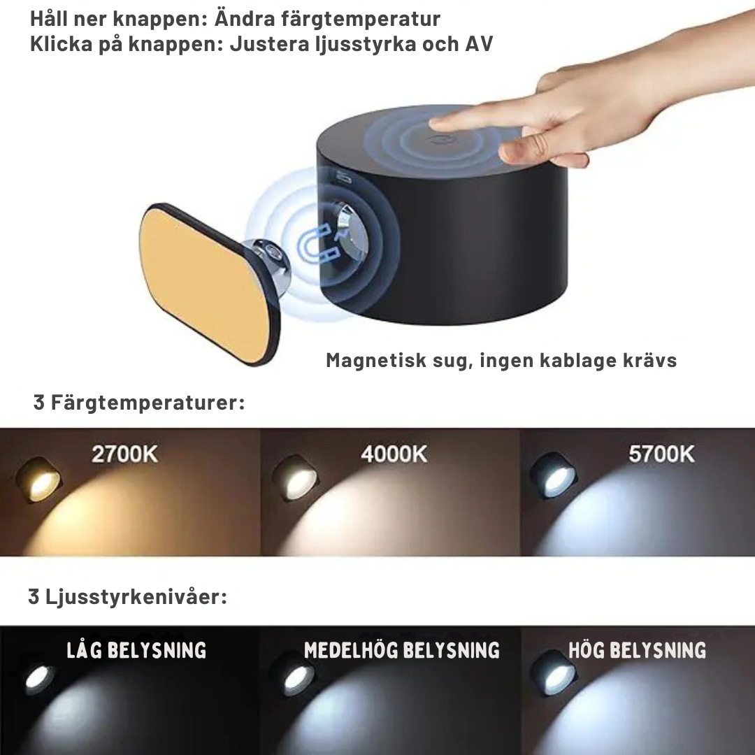 Noordse Licht – draadloze, oplaadbare en afstandsbediende wandlamp in Scandinavisch design