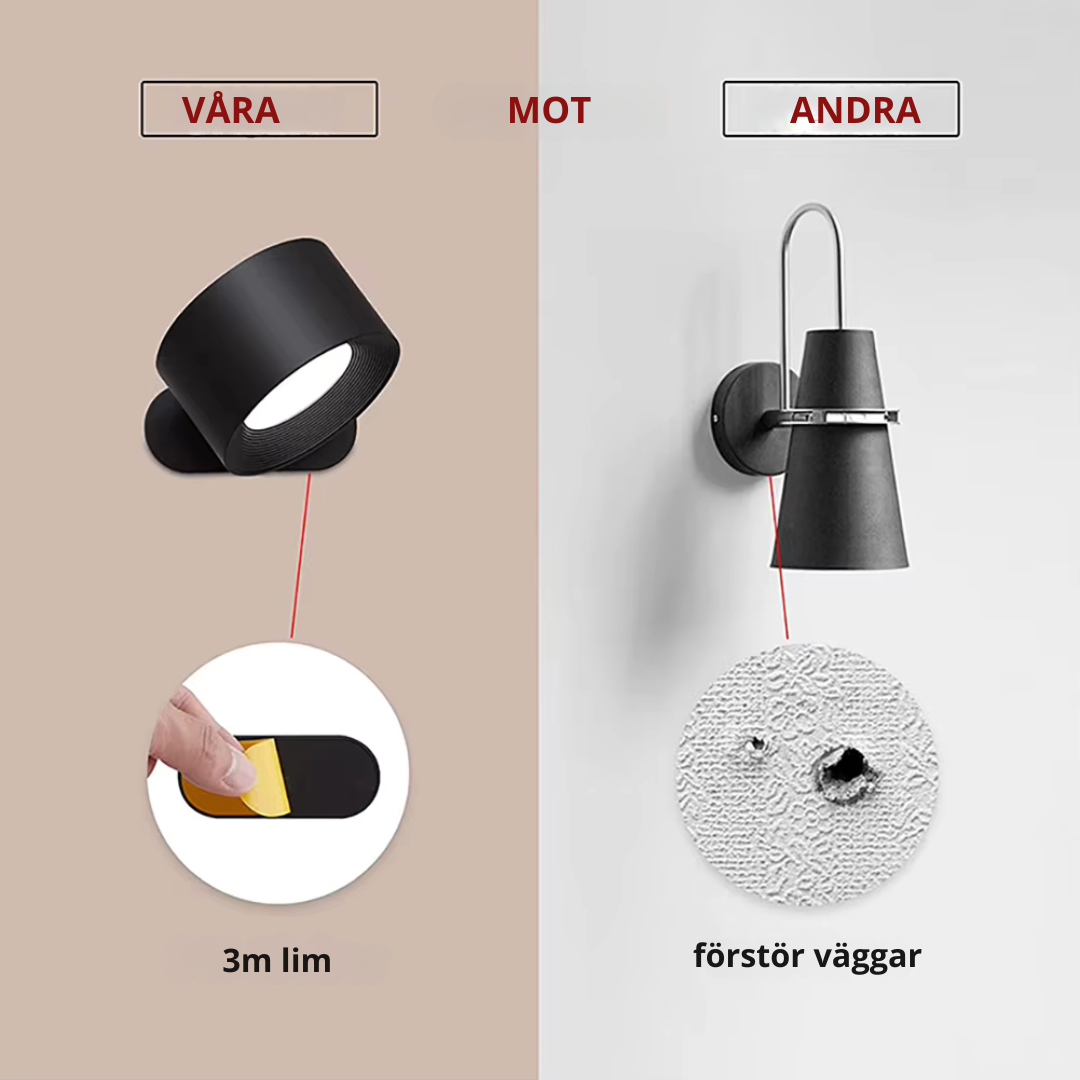 Noordse Licht – draadloze, oplaadbare en afstandsbediende wandlamp in Scandinavisch design
