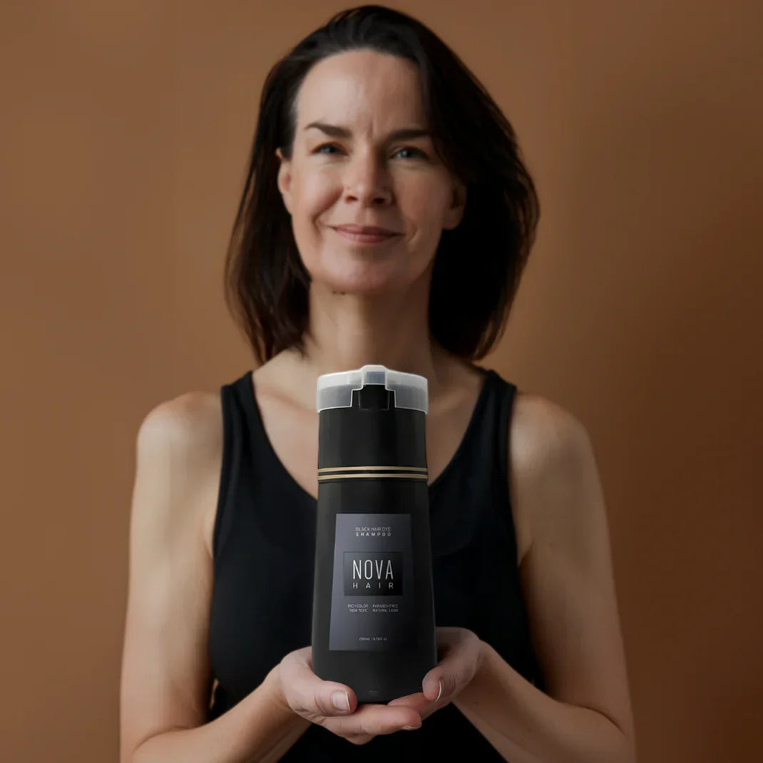 NovaHair Kleur+ Kleurshampoo – Langdurige Dekking Zonder Ammoniak, Eenvoudige Toepassing, 5 Beschikbare Kleuren