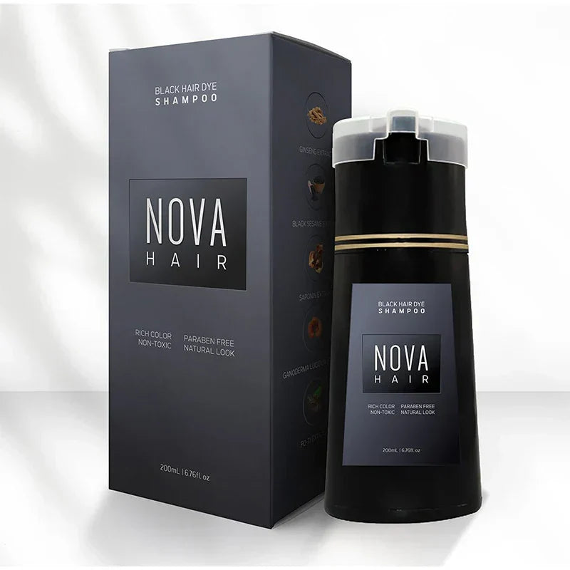 NovaHair Kleur+ Kleurshampoo – Langdurige Dekking Zonder Ammoniak, Eenvoudige Toepassing, 5 Beschikbare Kleuren