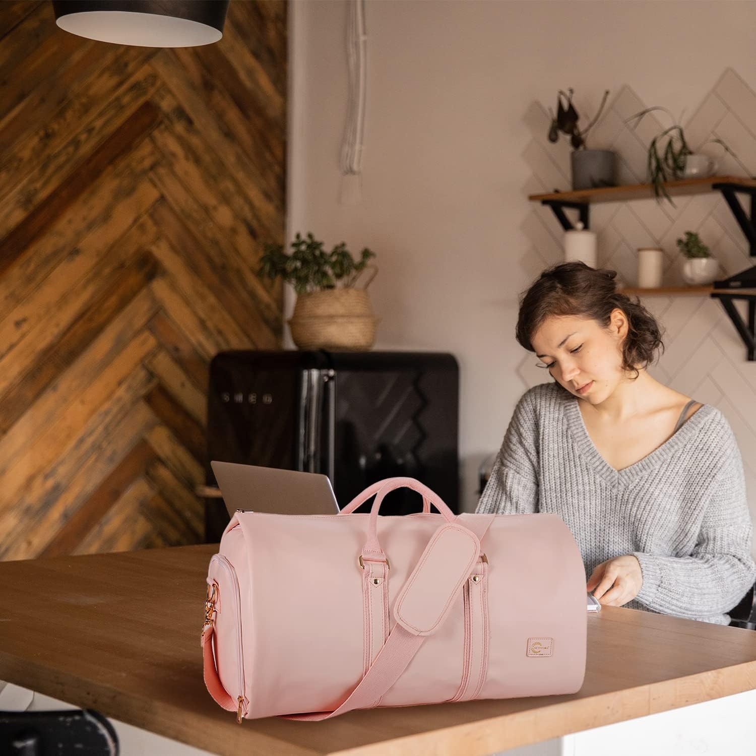 Omkeerbare PU Leren Kleding Duffel – Handbagage Weekend Reis Tas