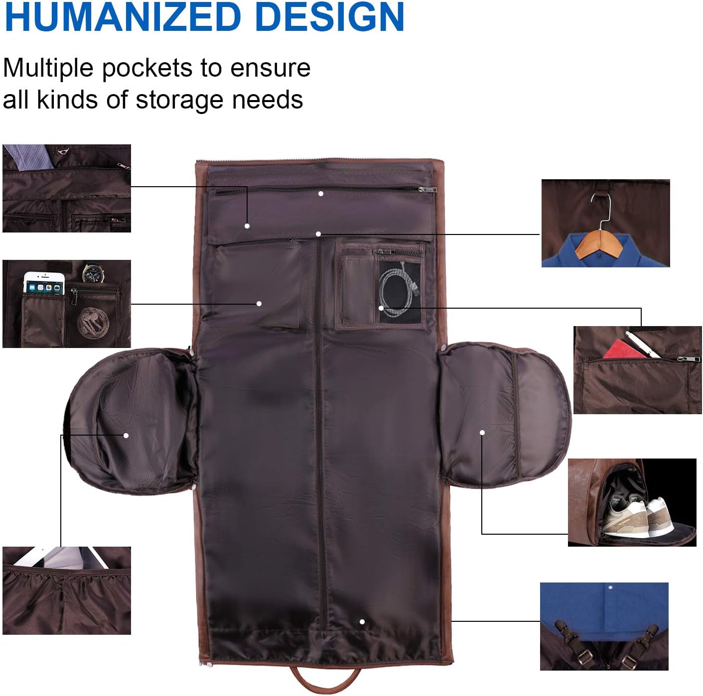 Omkeerbare PU Leren Kleding Duffel – Handbagage Weekend Reis Tas