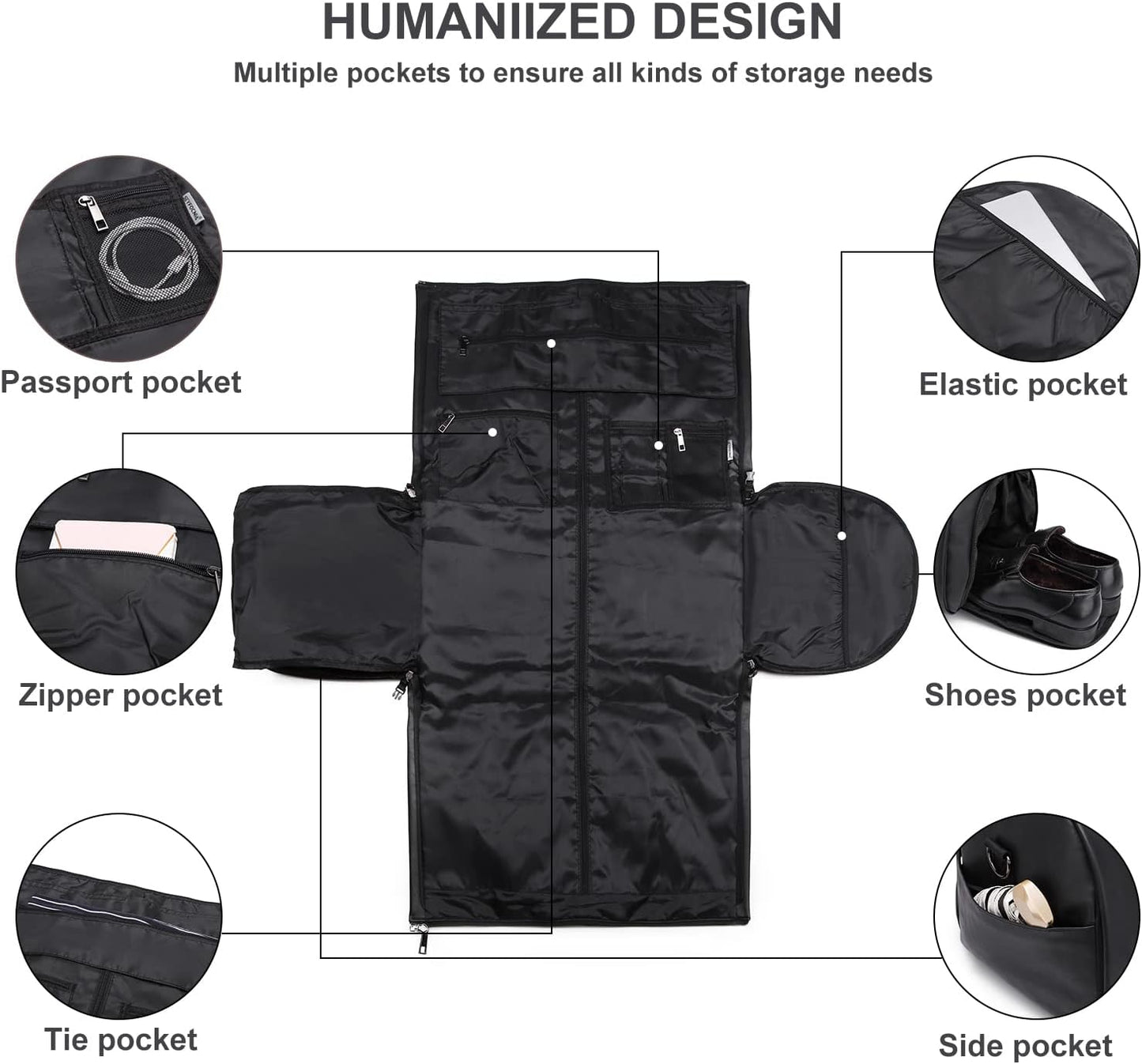 Omkeerbare PU Leren Kleding Duffel – Handbagage Weekend Reis Tas