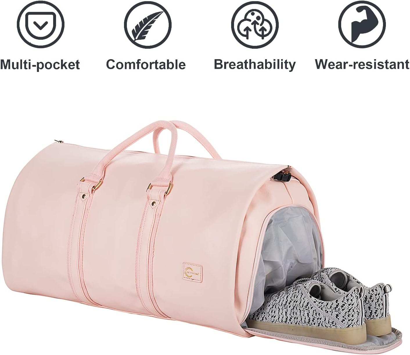 Omkeerbare PU Leren Kleding Duffel – Handbagage Weekend Reis Tas