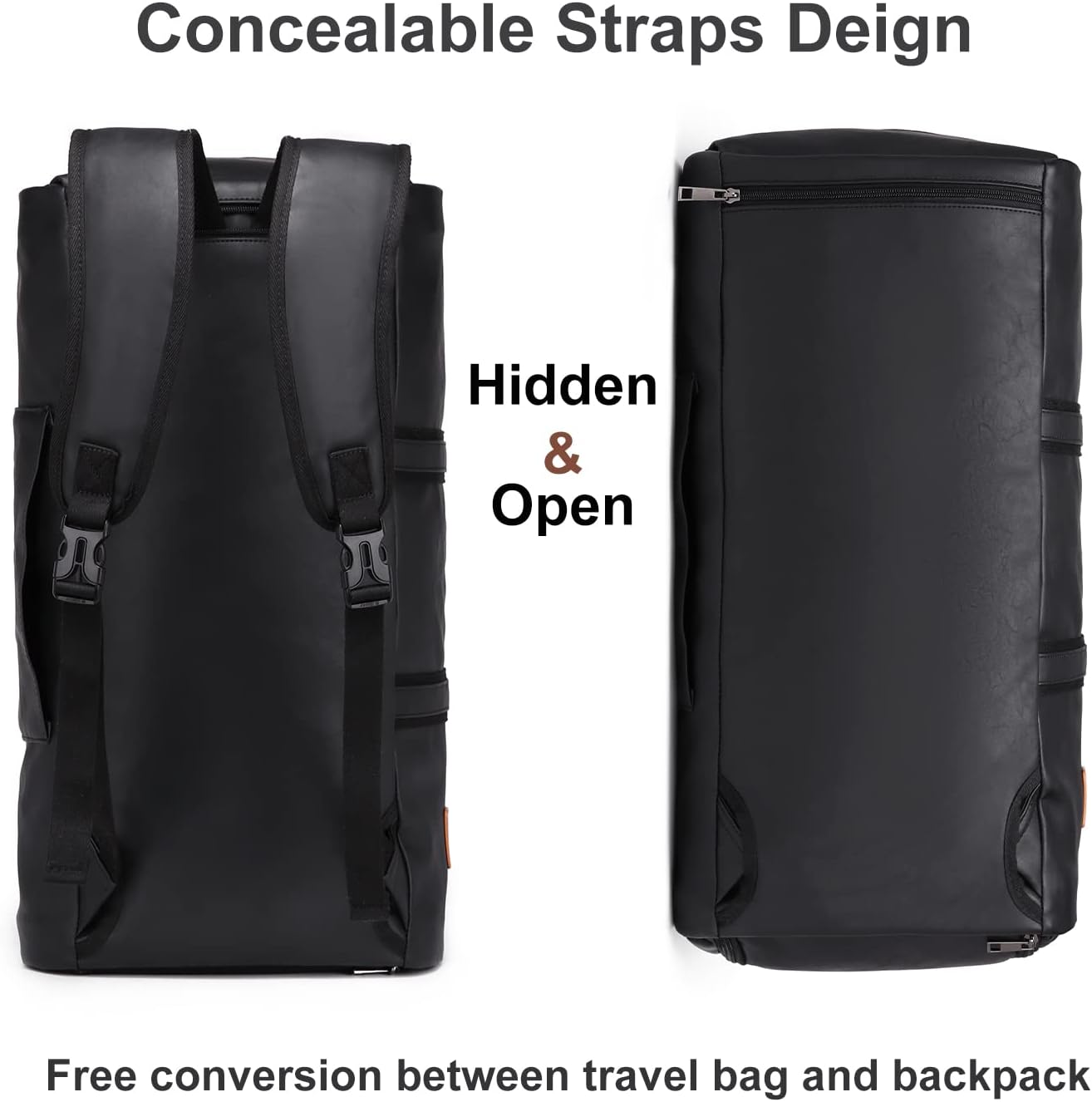 Omkeerbare PU Leren Kleding Duffel – Handbagage Weekend Reis Tas