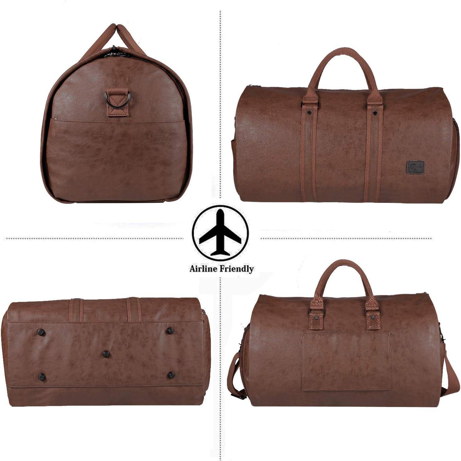 Omkeerbare PU Leren Kleding Duffel – Handbagage Weekend Reis Tas