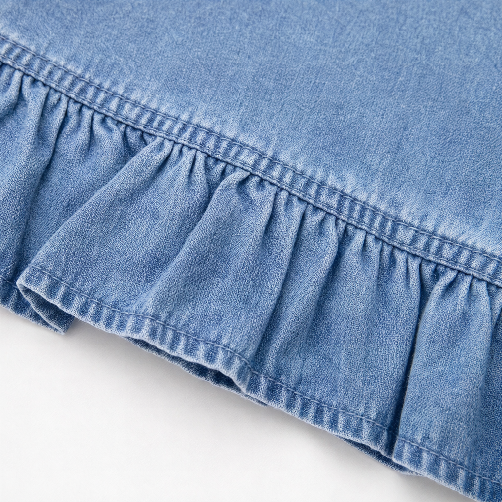 Open vest met denimlook en ruches