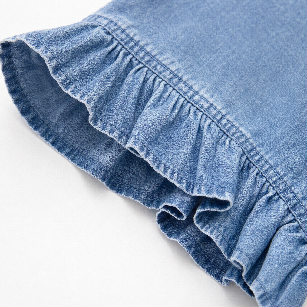 Open vest met denimlook en ruches
