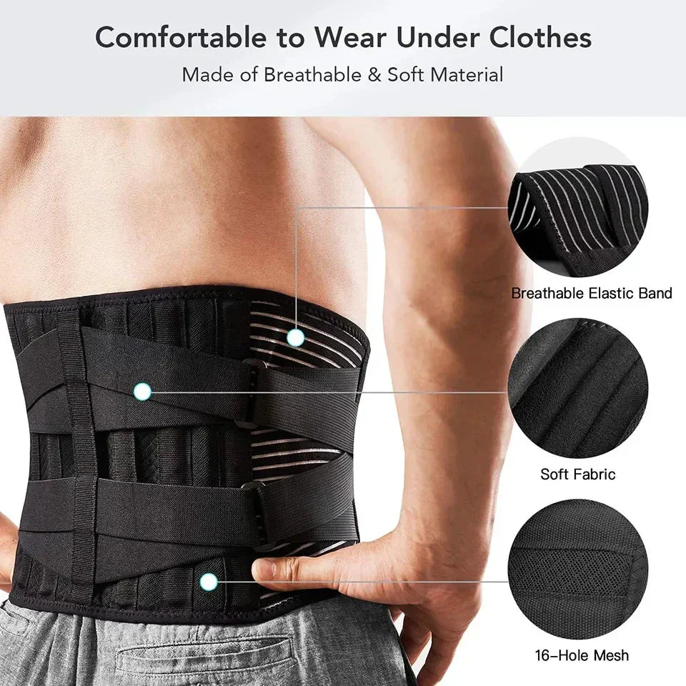 OrthoFlexa Rugsteunband | 360° Lendesteun met Geheugen Aluminium en Stalen Veren | Ademend & Onzichtbaar Onder Kleding
