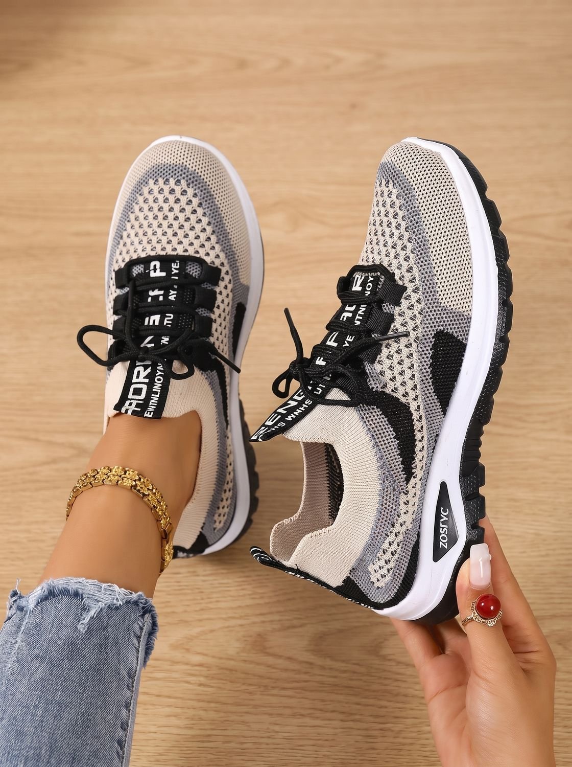 Orthopedische wandelsneakers voor dames van ademend mesh met vetersluiting
