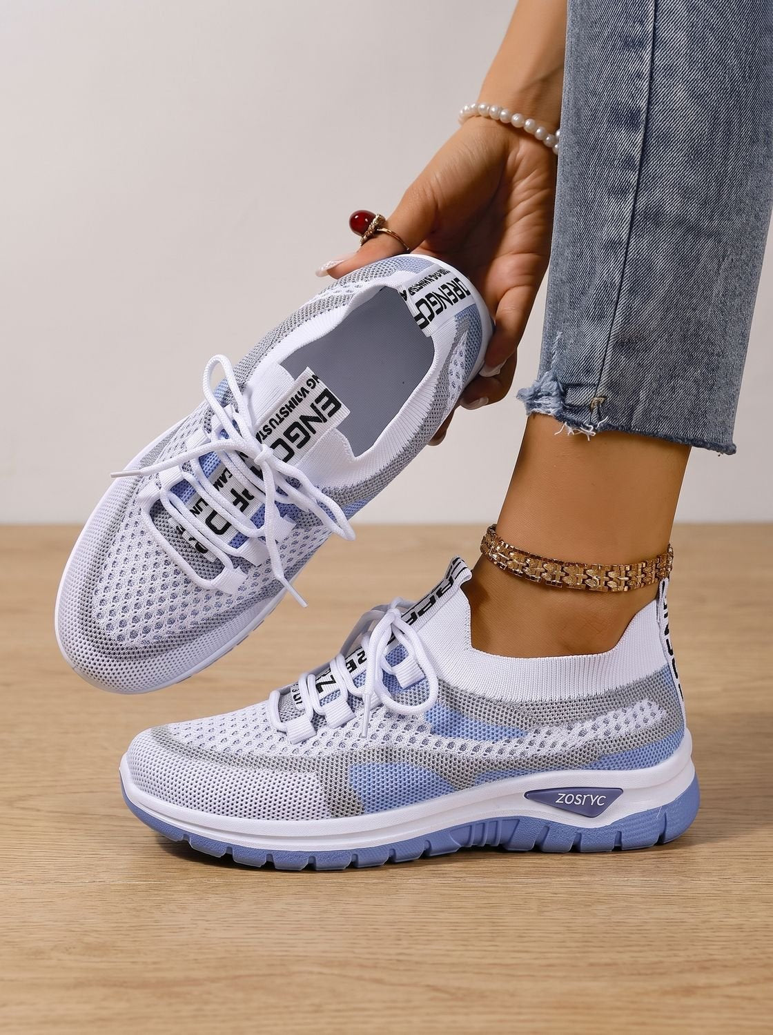 Orthopedische wandelsneakers voor dames van ademend mesh met vetersluiting