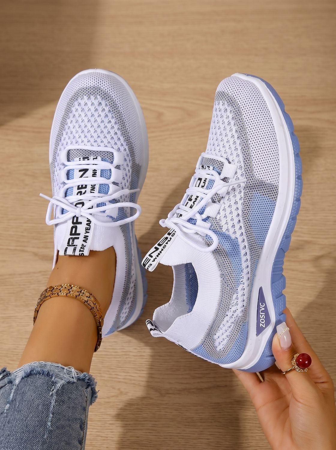 Orthopedische wandelsneakers voor dames van ademend mesh met vetersluiting