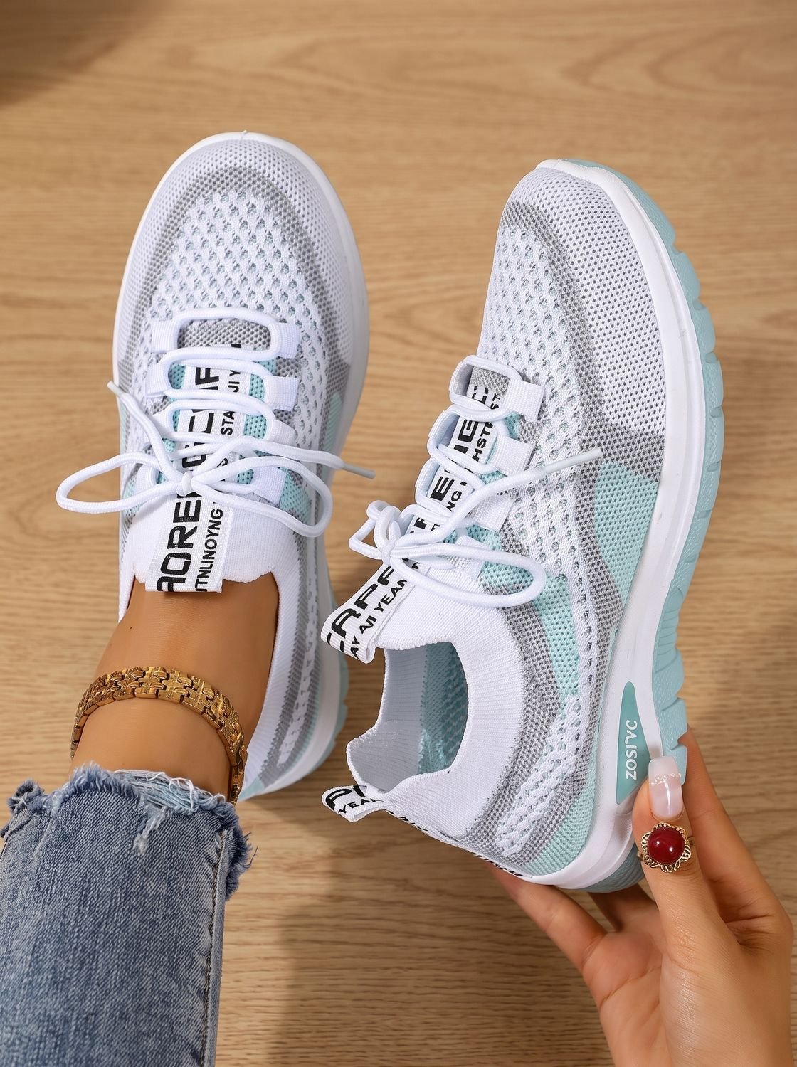 Orthopedische wandelsneakers voor dames van ademend mesh met vetersluiting