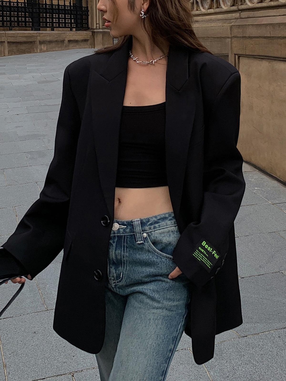 Oversized blazer - Lang model met enkele knopenrij
