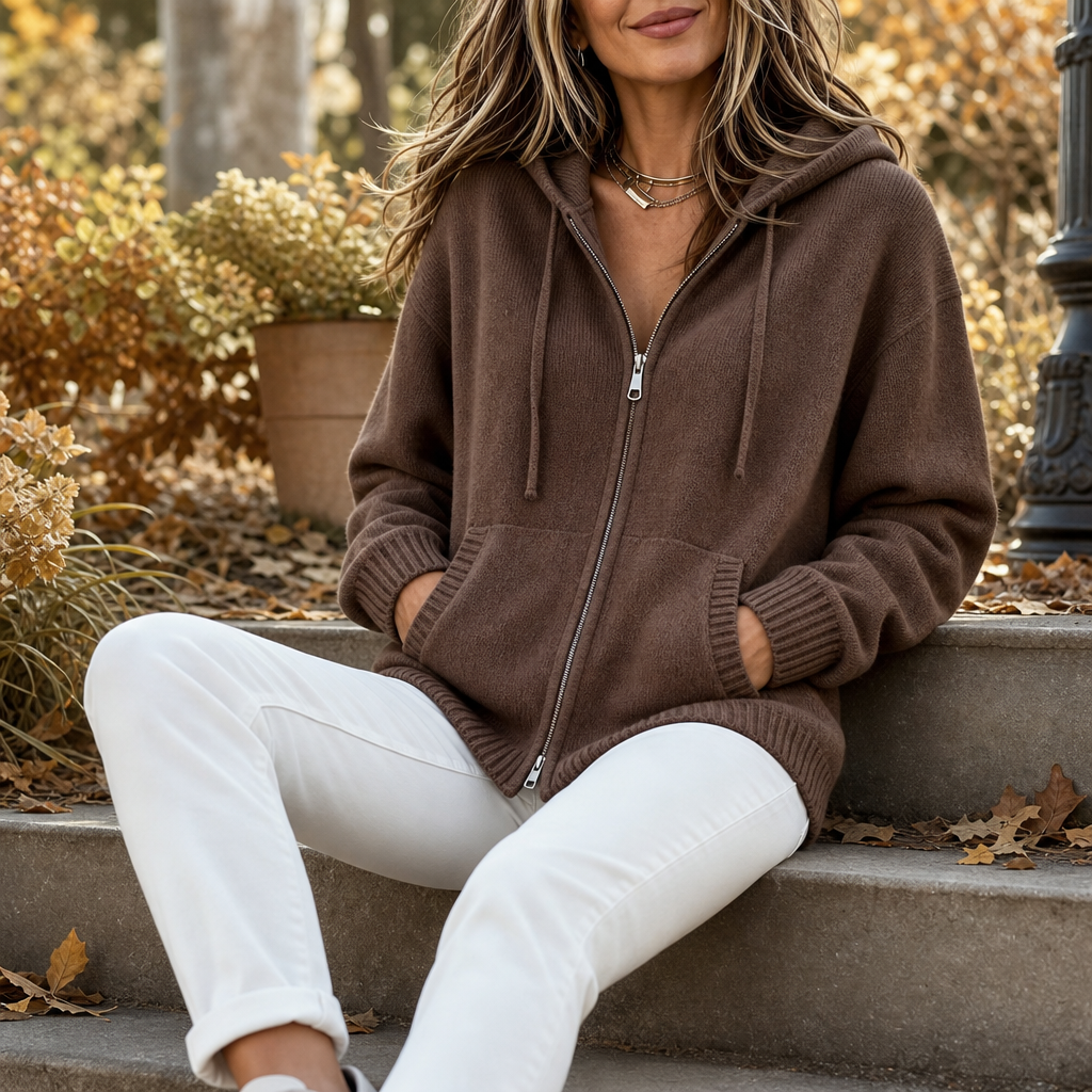 Oversized gebreid vest met capuchon