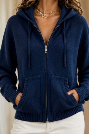 Oversized gebreid vest met capuchon