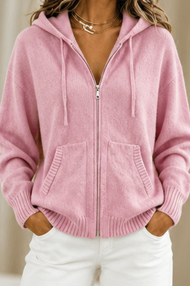 Oversized gebreid vest met capuchon