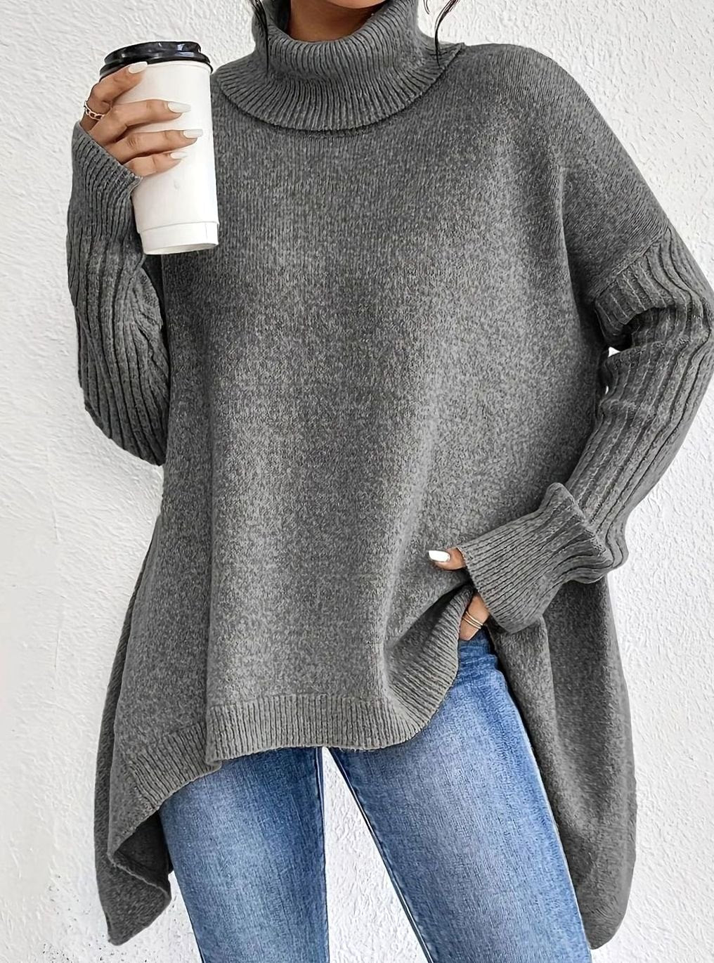 Oversized kasjmier coltrui voor dames