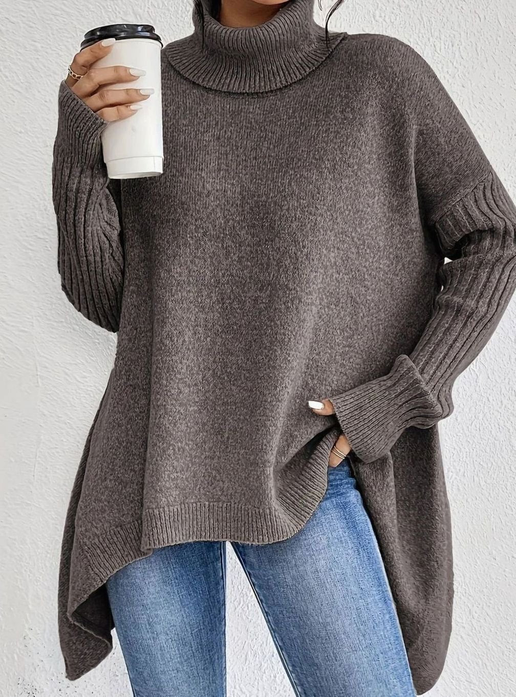 Oversized kasjmier coltrui voor dames