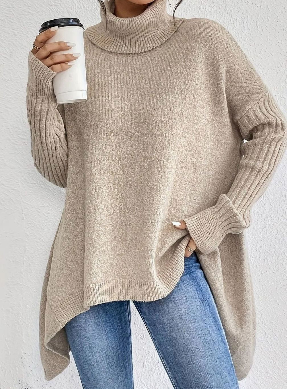 Oversized kasjmier coltrui voor dames