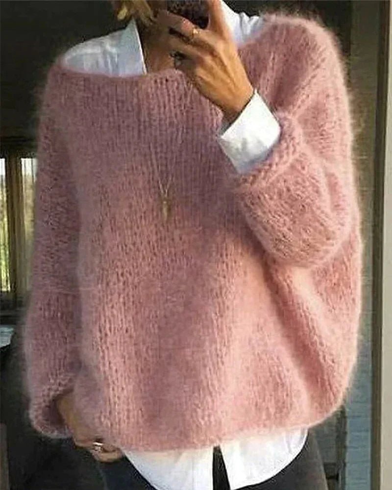 Oversized pluizige gebreide damestrui