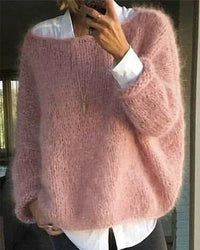 Oversized pluizige gebreide damestrui