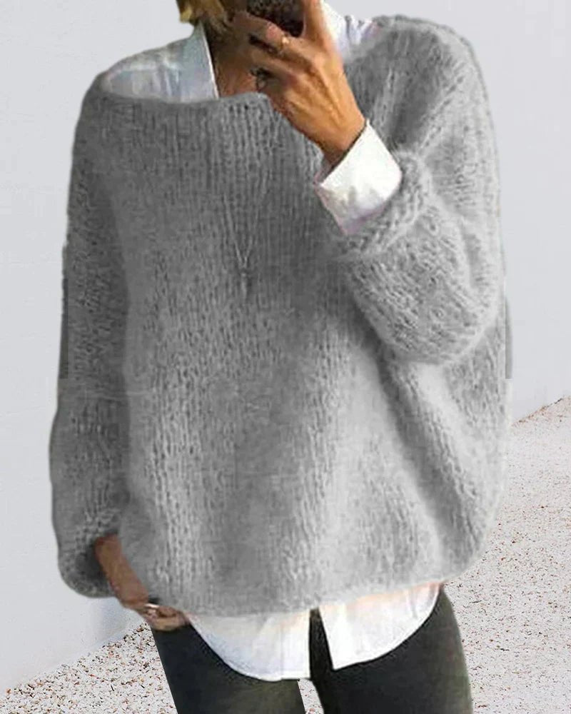 Oversized pluizige gebreide damestrui