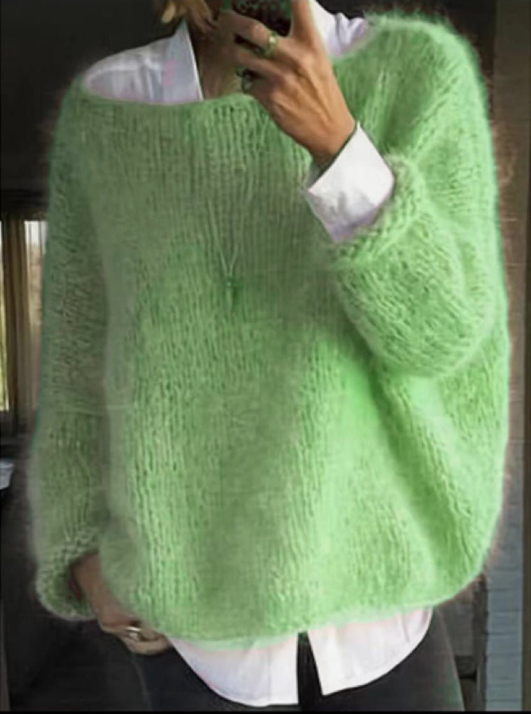 Oversized pluizige gebreide damestrui