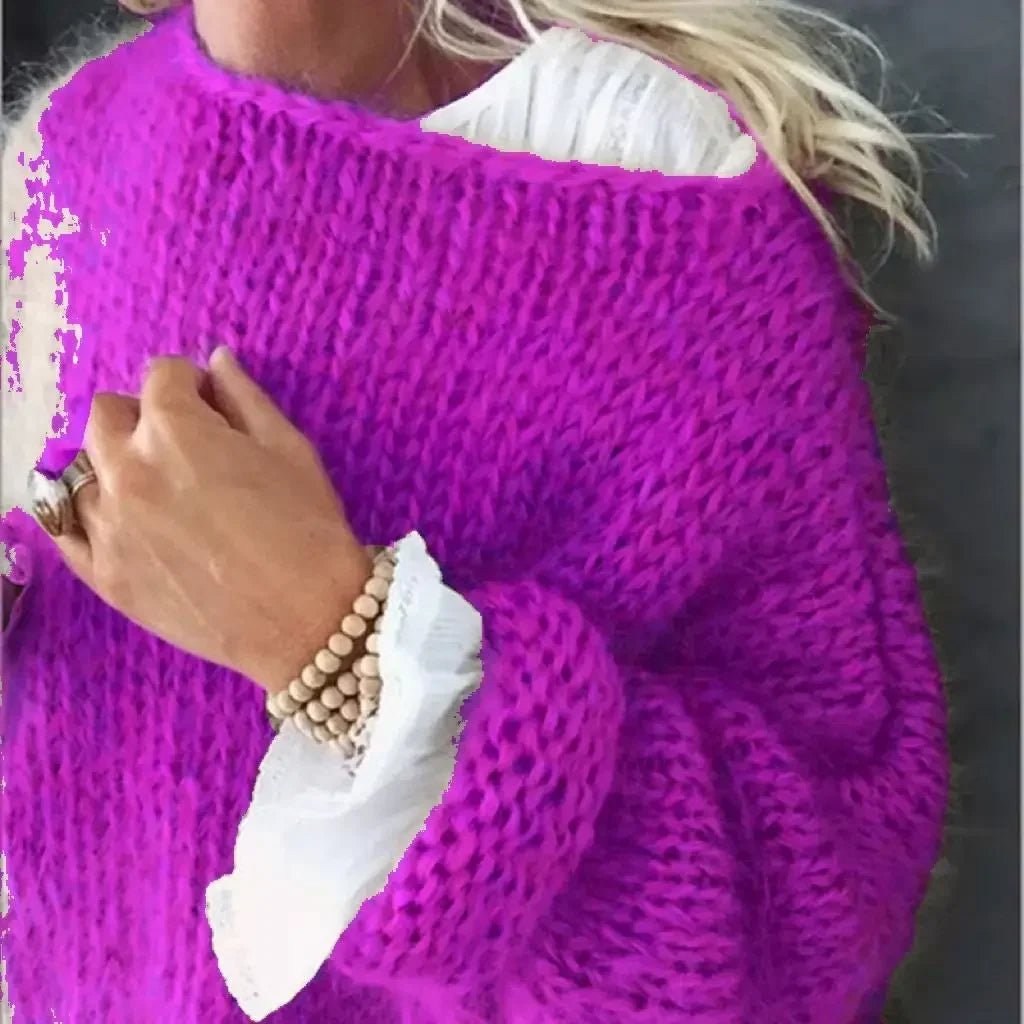Oversized pluizige gebreide damestrui