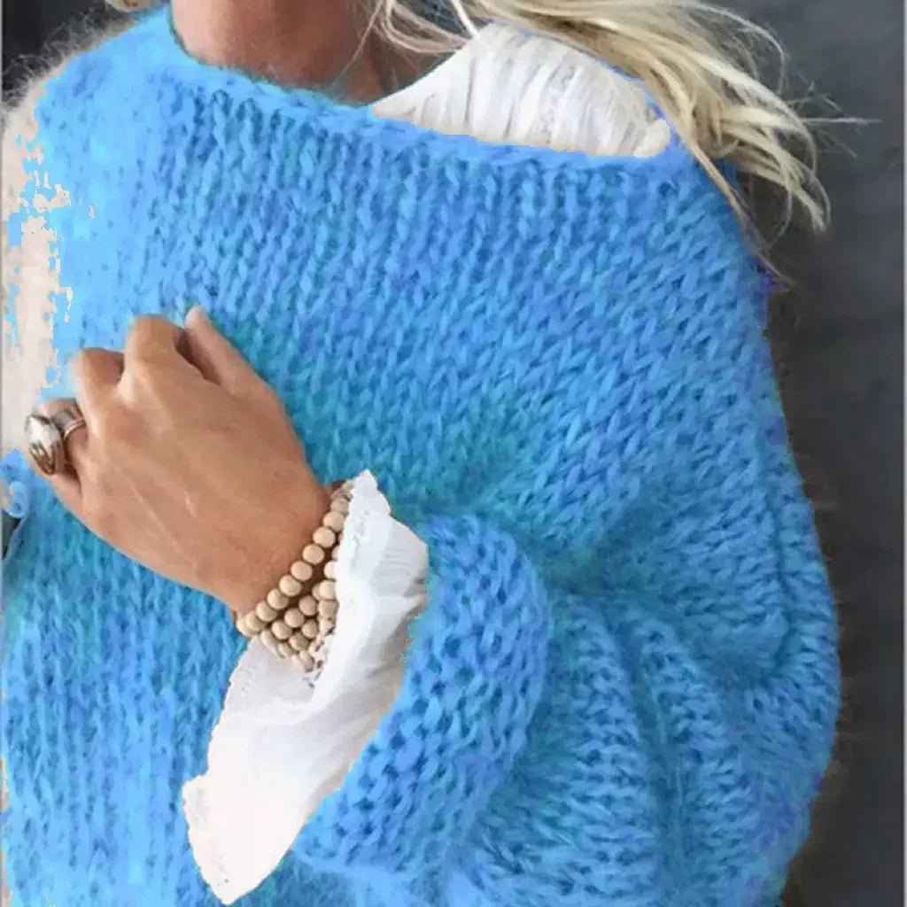Oversized pluizige gebreide damestrui