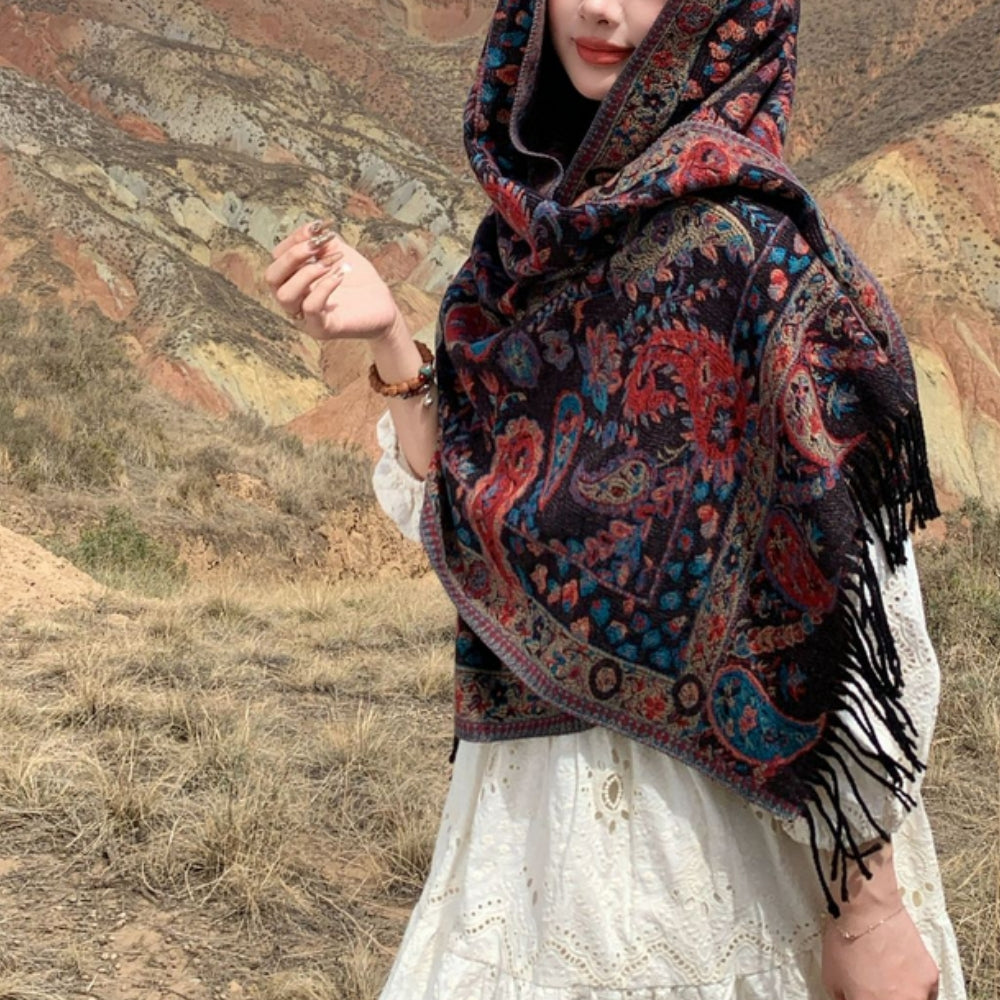 Paisley Elegantie Winter Poncho Sjaal