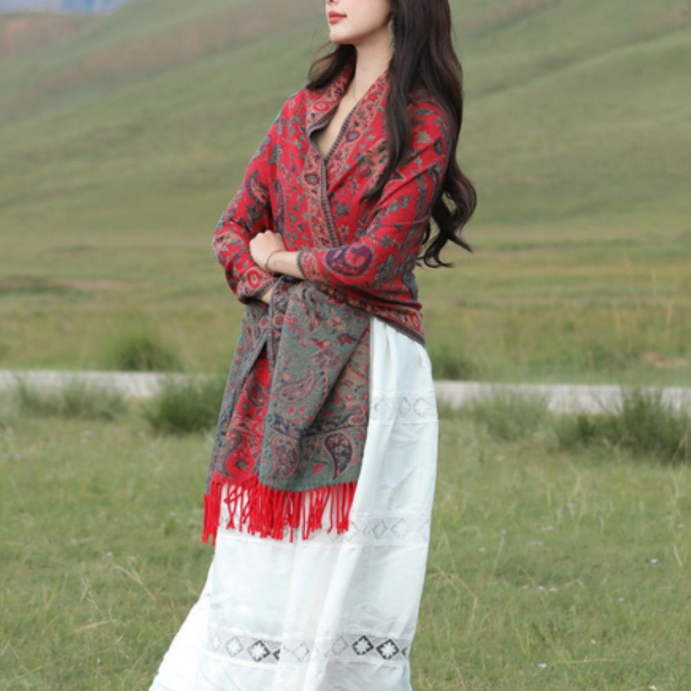 Paisley Elegantie Winter Poncho Sjaal