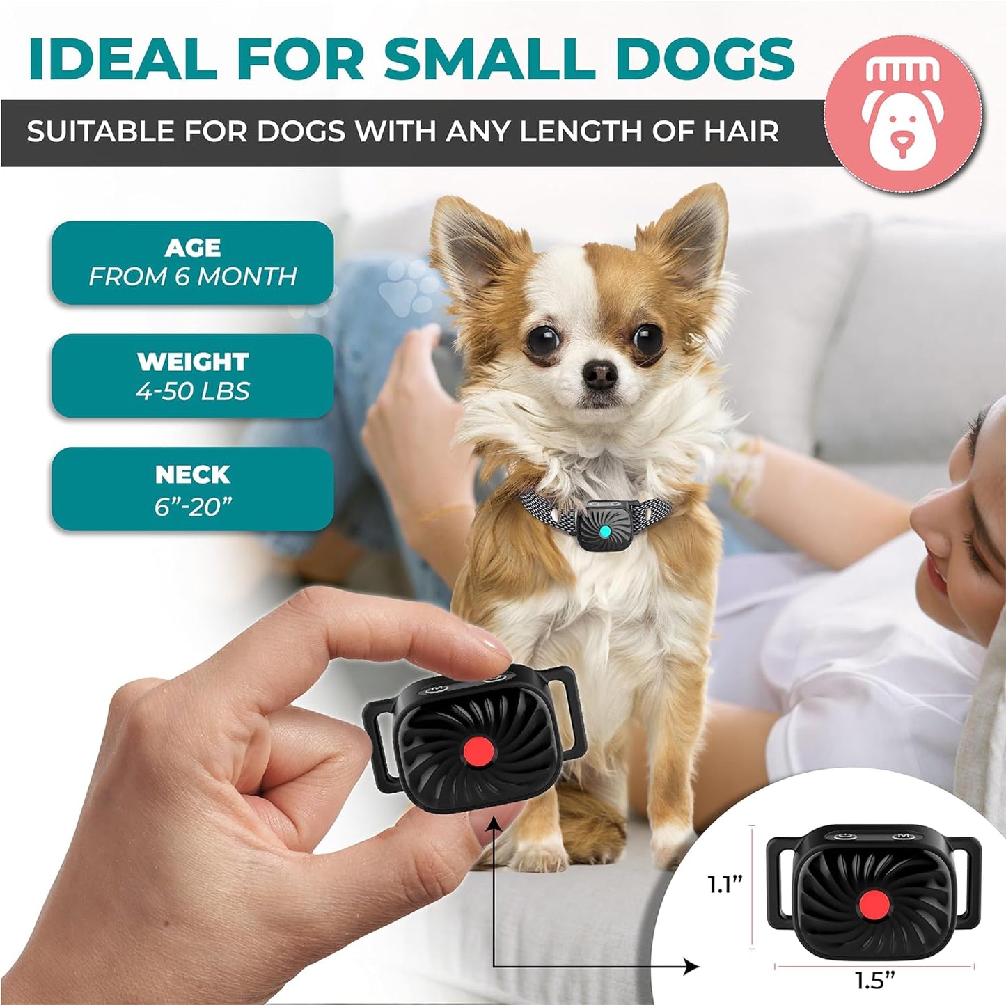 PetSilence Anti-Bark Halsband – Zachte en Effectieve Oplossing voor Kleine Honden