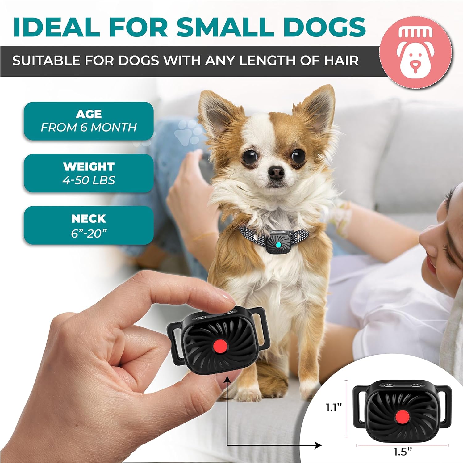 PetSilence Anti-Bark Halsband – Zachte en Effectieve Oplossing voor Kleine Honden