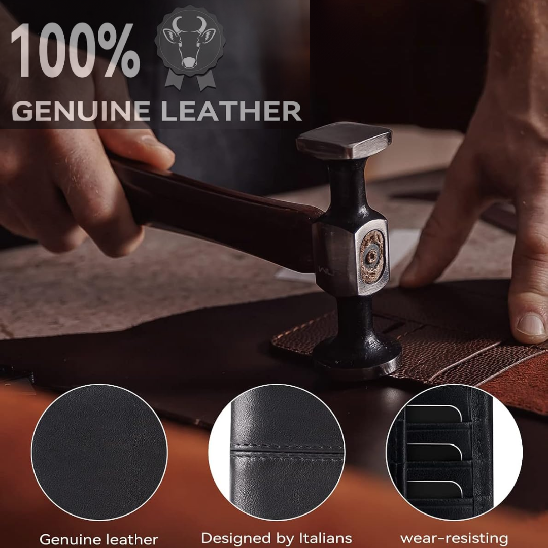 Premium RFID-blokkerende leren bifold portemonnee voor mannen - SlimArmor