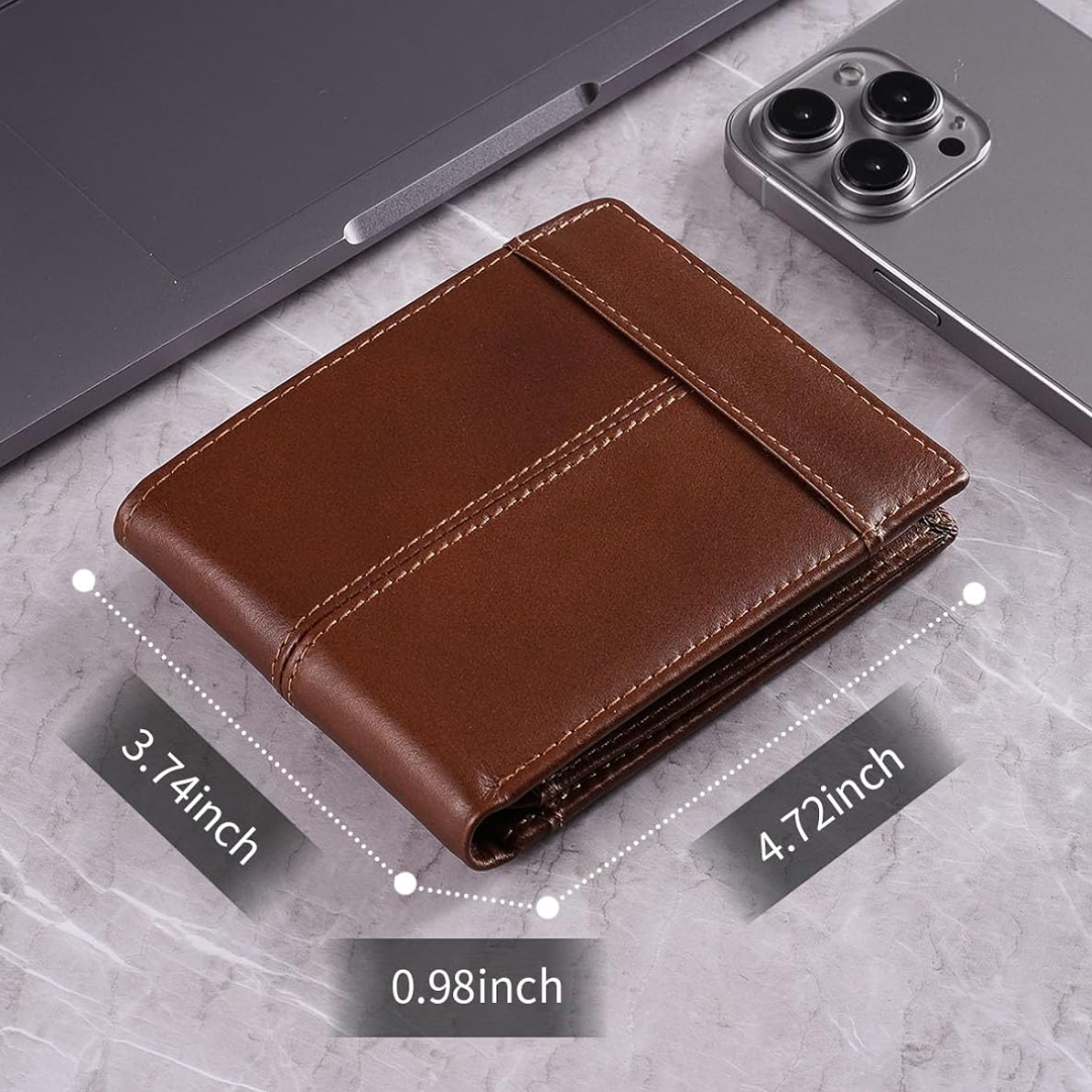 Premium RFID-blokkerende leren bifold portemonnee voor mannen - SlimArmor